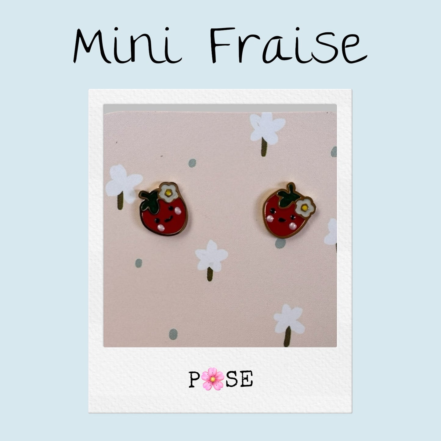Boucles d'oreille puce Mini Fraise fleur
