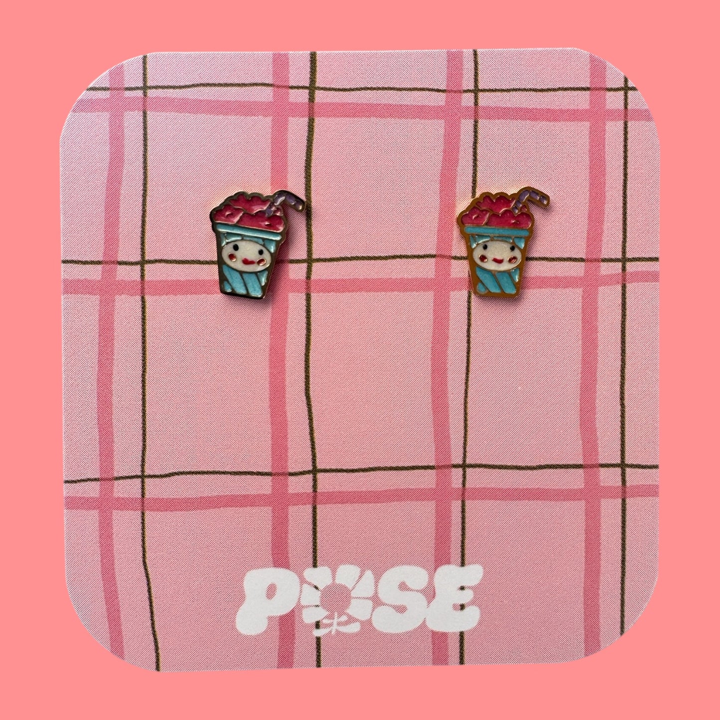 Boucles d'oreille puce Mini Bubble tea