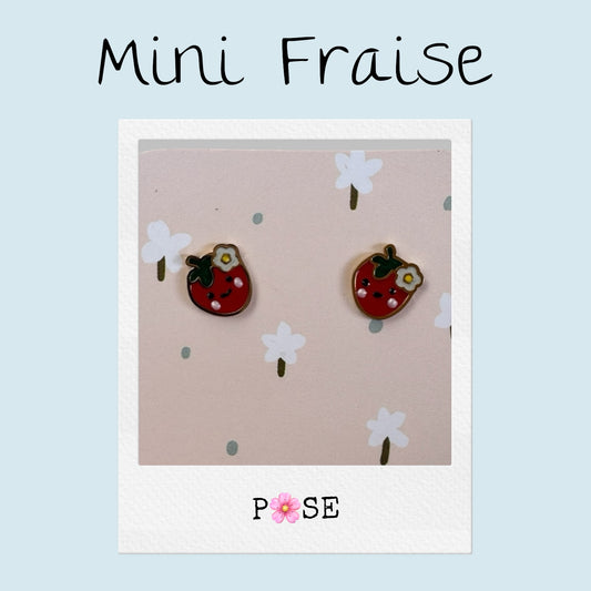 Boucles d'oreille puce Mini Fraise fleur